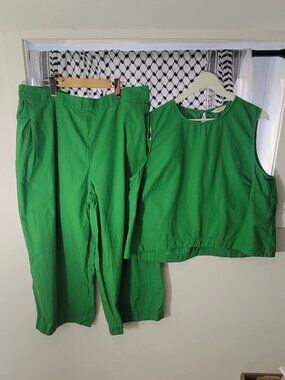 Outfit - Plus-size linen-blend pants & tank top outfit - joe fresh, like new!